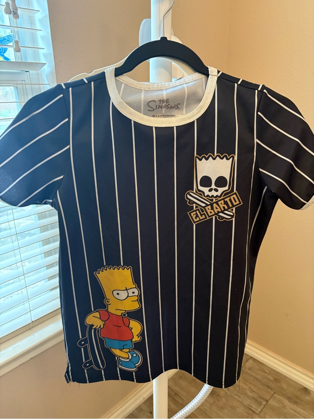 The Simpsons Kids' Black Pinstripe Bart Skate Jersey